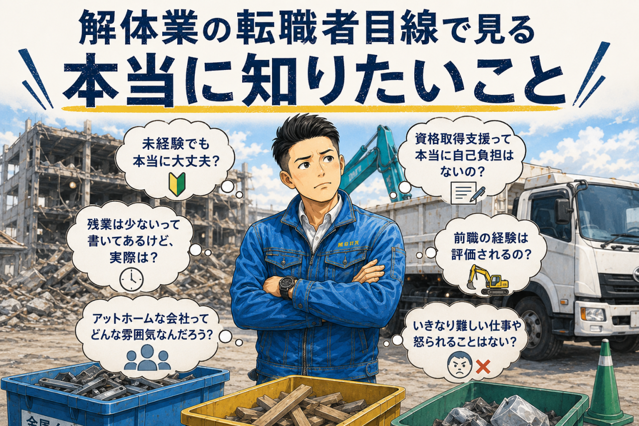 求人でよく見る“アットホーム”って本当？解体業の転職者が気になる5つのこと